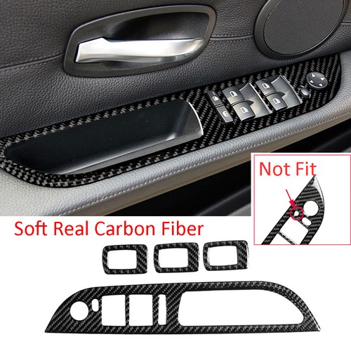 Carbon Fiber Door Window Lift Switch Button Trim For BMW 5 Series E60 2008-2010 - Picture 1 of 9