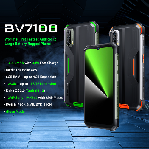 Smartphone d'extérieur Blackview BV7100 6 Go + 128 Go 13 000 mAh 4G Andriod 12 mobile 6,58" - Photo 3/18