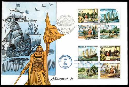 Cubierta conjunta Columbus 29c FDC #2620-2623 EE. UU. Wildy dibujado/pintado a mano (CV $Unl) - Imagen 1 de 3