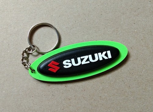 SUZUKI Black Oval Keychain Rubber Motorcycle Racing Keyring Collectable Gift #01 - Picture 1 of 4