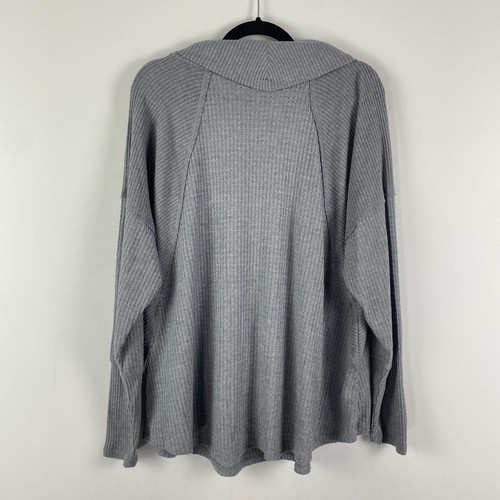 Maurices Wayside Solid Waffle Cowl Neck Top Size XXL Gray Long Sleeve - Picture 5 of 9