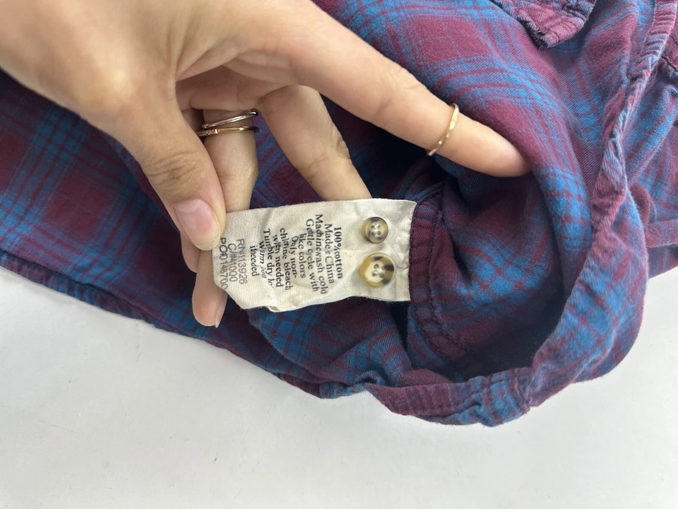 Camisa de mezclilla Life After para hombre 1 a cuadros con botones manga larga Foto 4 de 4