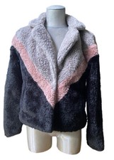Women’s Charlotte Russo Fluffy Jacket Lavender Pink Black Size Medium