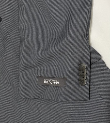 Kenneth Cole Reaction Mens Slim Suit Jacket Blazer 46R Grey Striped NWT - Picture 6 of 6