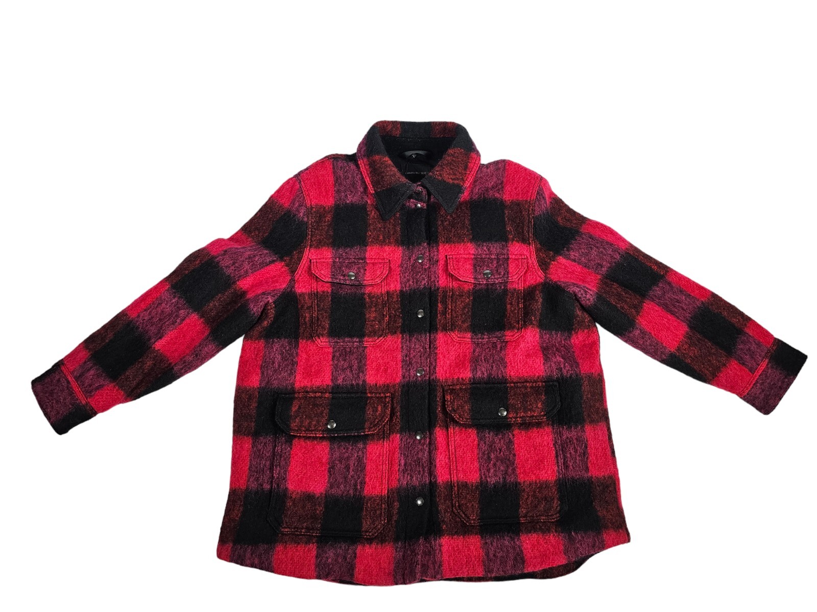 ALTRA Giacca da donna Banana Republic taglia XL cappotto bufalo misto lana a quadri rosso nero