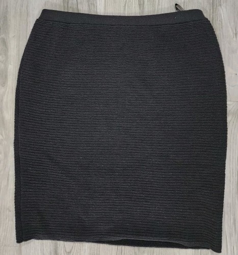 Eileen Fisher Rock schwarz strukturiert gerippt Wollmischung knielang XS - Bild 3 von 6