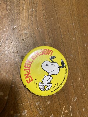 Vintage 1958 PEANUTS Button ENJOY ENJOY Snoopy PINBACK