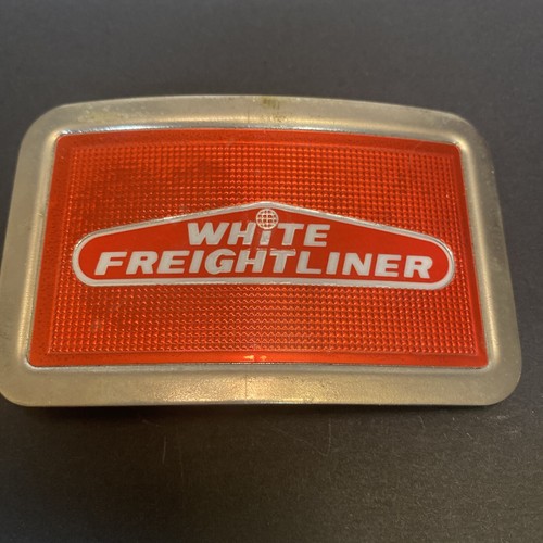 Vintage White Freightliner Metal Belt Buckle  - Picture 1 of 2