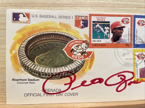 Pete Rose 1988 MLB Grenada Baseball Stamp HOF Signed FDC 2Covers Cincinnati Reds - Picture 3 of 4