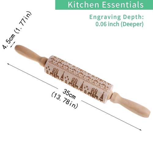 Rolling Pin Embossed Rolling Pin 3D Decorative Christmas Elements Pattern - Picture 3 of 20
