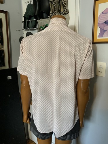 Vintage 60s 70s Norris Comfort Knit Pattern Print Disco Mod Button Front Shirt - Picture 8 of 9