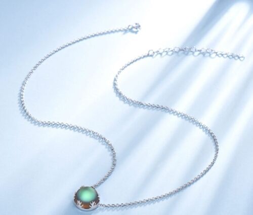 Womens Jewelry 925 Sterling Silver Round Aurora Gemstone Lobster Clasp Necklaces - Picture 2 of 2