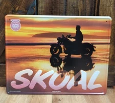 Vtg 1992 Skoal Chewing Tobacco Store Metal Sign 18x14 Motorcycle Sunset 