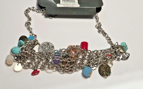 Floral Charm Statement Chain Necklace New - Picture 5 of 6