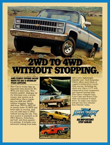 1981 Chevrolet Trucks NEW Metal Sign: 4WD Fleetside Pickup Truck in Blue - 第 1/1 張圖片