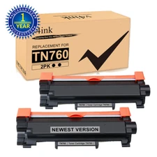 2x TN760 Toner Cartridge for Brother MFC-L2710DW L2390DW MFC-L2717DW DCP-L2550DW