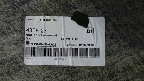 Chrysler Crossfire Teppich / Verkleidung Fondtrennwand original - Picture 5 of 5