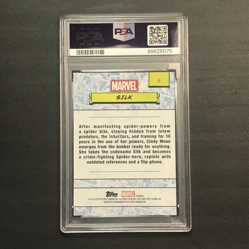 Silk PSA 10 Topps chrome Marvel Sapphire 2024 Cracked Yellow Ice /75 POP 2 - Picture 3 of 3
