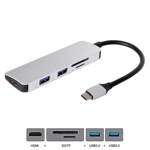 USB 3.1 Type-C USB-C to HDMI + Dual 3.0 Hub & SD TF Card Reader for Laptop PC - Afbeelding 3 van 9