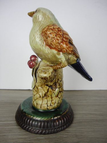 Vogel Figur auf Sockel Blätter Beeren Sockel französisches Landhaus Deko blau - Bild 3 von 10