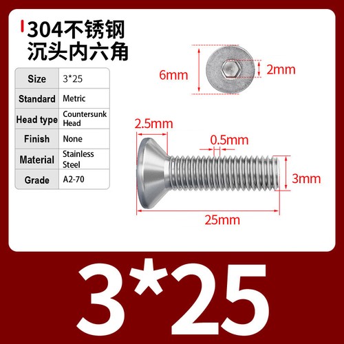 M1.6 M2 - M4 Socket Countersunk Screws Allen Hexagon Bolts A2 Stainless Steel - Picture 78 of 117