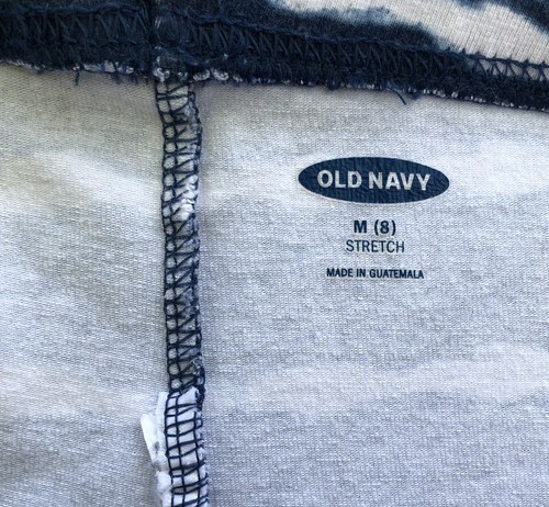 Old Navy Girls Medium Sz 8 Stretch Blue White Leggings Pants Elastic Waist flaws - Picture 6 of 7