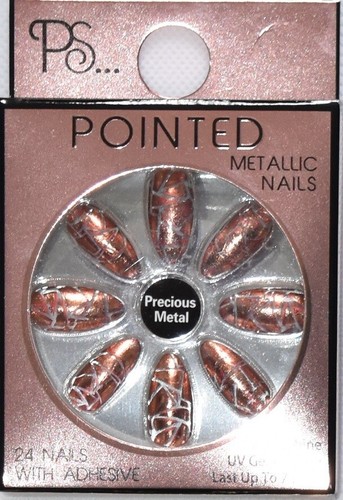 Fashion Falsche Nägel Primark PS Spitz Quadratisch Matt Gold Chrom Squareletto - Bild 14 von 29