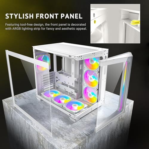 C5 ARGB Mid Tower PC Case with 7 PWM Fans and Tempered Glass Panels - Picture 10 of 15