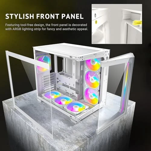 C5 ARGB Mid Tower PC Case with 7 PWM Fans and Tempered Glass Panels - Picture 10 of 15