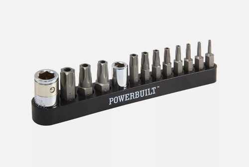 Powerbuilt 13 Pezzi Set di Punte a Stella Resistenti alla Manomissione, Punte Torx per Manomissione, da T8 a T55 - Foto 2 di 10