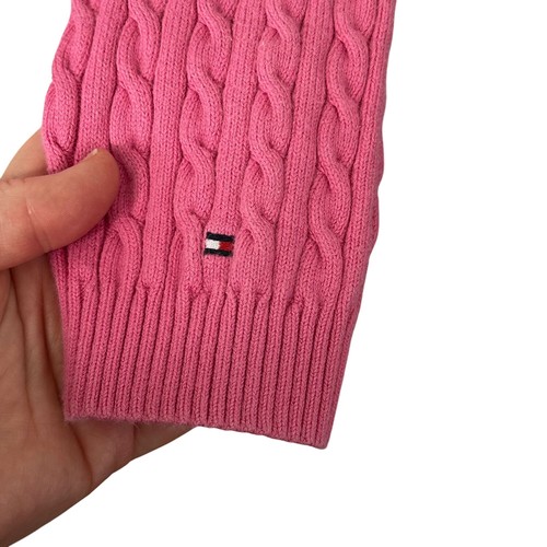 Vintage Tommy Hilfiger V-Neck Sweater Large Pullover Cable Knit Y2K Pink Preppy - Picture 3 of 12