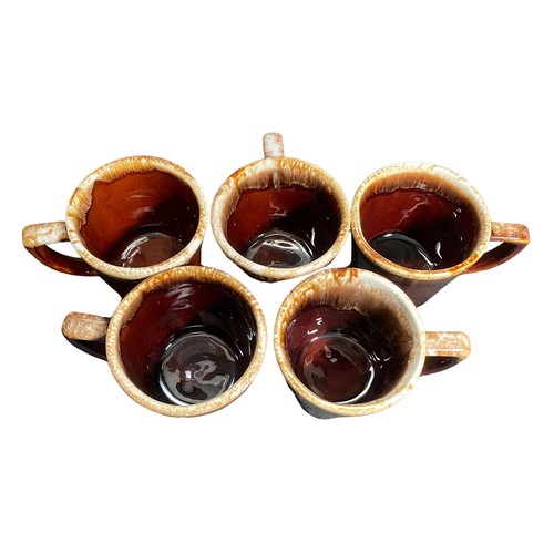 5 Vintage McCoy Pottery Brown Drip Coffee Cups Mugs D Handle Made in USA - Picture 3 of 7