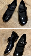 ABT American Ballet Theatre Spotlights Girls Black Patent Tap Shoes Size 10.5