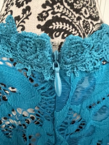 Brand New Sambara High Neck Evening Formal Lace Ballgown Teal Blue - Size 20 - Picture 10 of 22