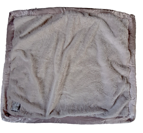 Little Giraffe Luxe Faux Fur Satin Trimmed Baby LapBlanket Pink 29x35 Minky Soft - Picture 1 of 10