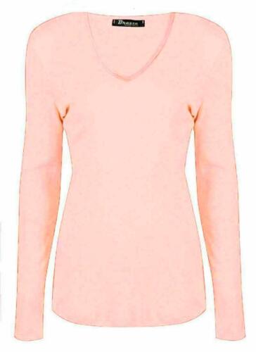 Maglietta casual nuova donna manica lunga elastica collo a V base - Foto 41 di 45