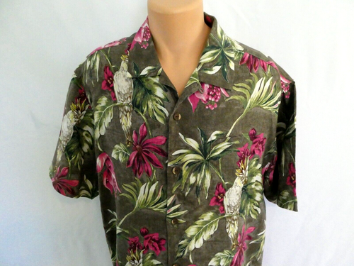 Tommy Bahama Men's XL Hawaiian Linen Shirt Short Sleeve Button Up Tropical Print - Picture 2 of 7