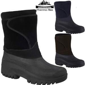 Mens Snow Mucker Boots Winter Thermal Wellingtons Comfy Fur Lined Boots Shoes Sz
