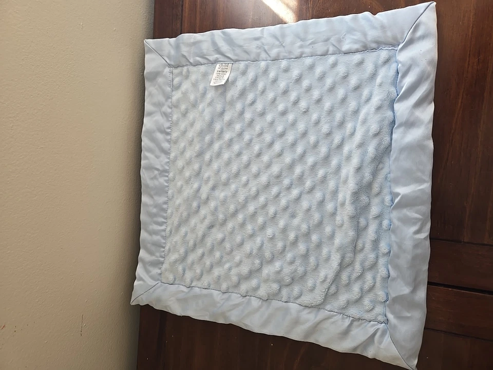 Manta Carter's Azul Mino Punto Minky Borde Satinado Lovey Manta de Seguridad 15" Foto 3 de 4