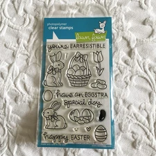 Lawn Fawn Eggstra Special Easter Clear Cling Stamps Set Bunny LF840 USA made New