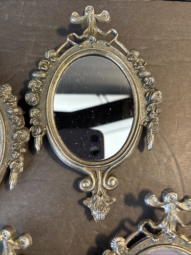 VTG Small Ornate Italian Brass Framed Pictures & Mirrors, Set Of 4, Italy VGUC - Picture 4 of 13