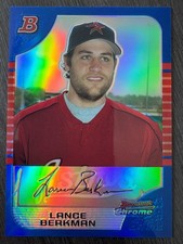 2005 Bowman Chrome Lance Berkman #89 Blue Refractor serial /150