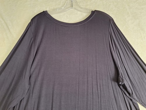 LOGO Lori Goldstein Top Damen Plus 3X lila Strick Satinbesatz geschwungener Saum A279398 - Bild 10 von 12
