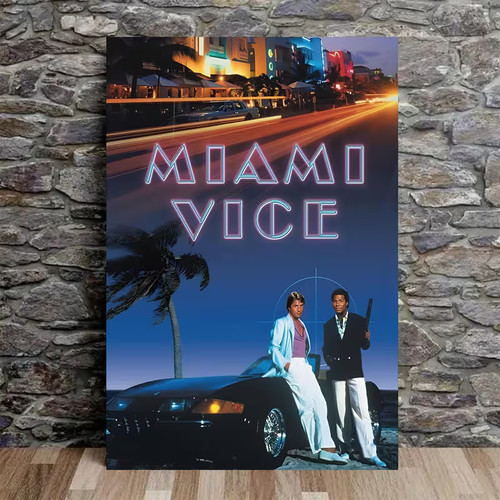Miami Vice Stylish TV Show Don Johnson Poster Canvas Repro 30 x45 cm Free Post - Picture 2 of 7