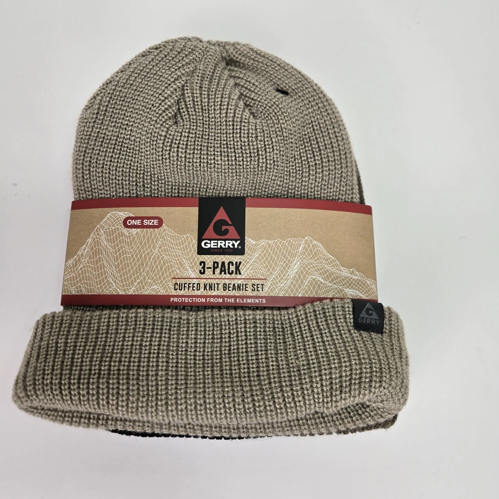 3-PACK Gerry Cuffed Knit Beanie set Black Olive Oak NWT