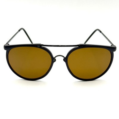 Eagle Eyes VTG Aviator Sunglasses Black Designer Frame & Polarized Orange Lenses