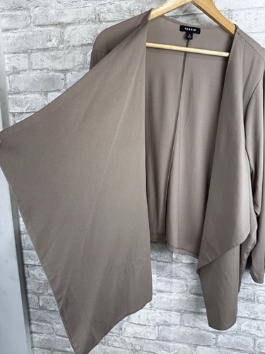 Torrid Open Front Blazer Jacket Womens Plus Size 5 5X Taupe Neutral Ruched Slv - Picture 3 of 13