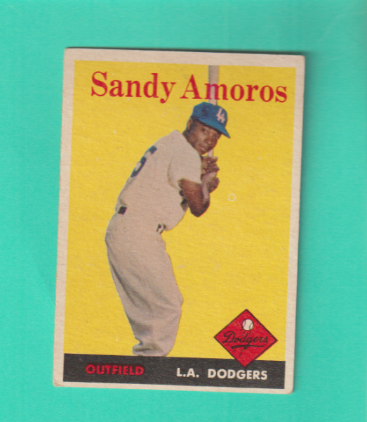 1958 TOPPS # 93 SANDY AMOROS LOS ANGELES DODGERS  EX