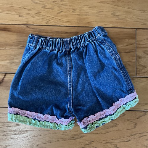 Vintage 2004 Baby Girl Denim Cherry Ruffle Shorts EUC 3-6 Months - Picture 5 of 5