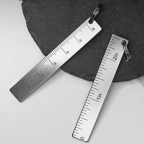 EDC Titanium Ruler Measuring Range in/ cm Ruler Keychain Pendant with Key Ring - Picture 3 of 5